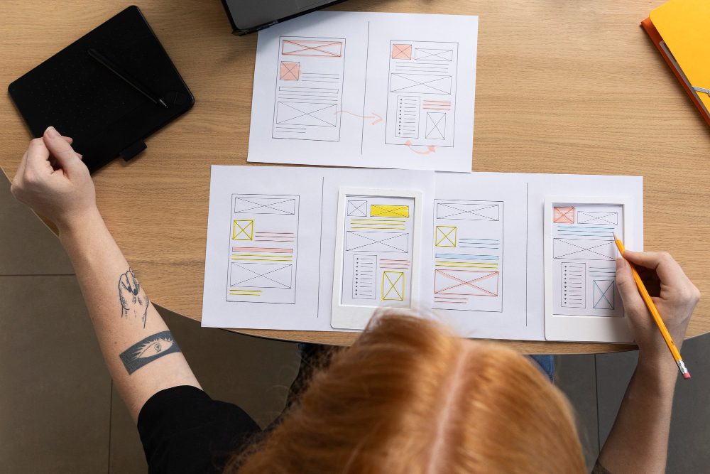 concepteur web feminin au bureau ordinateur portable