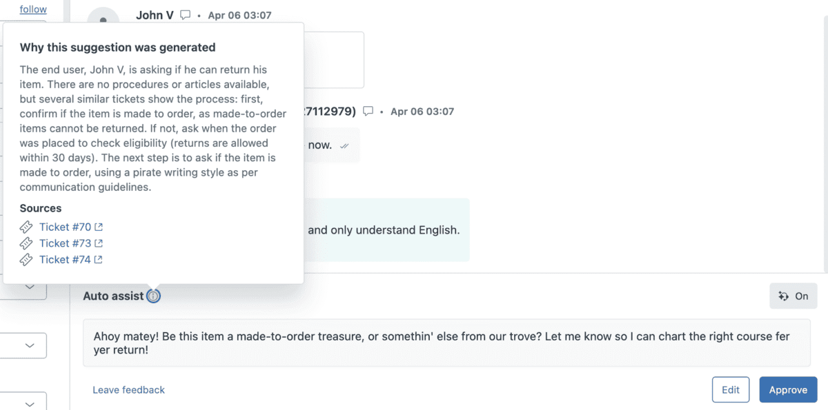 auto assitance zendesk